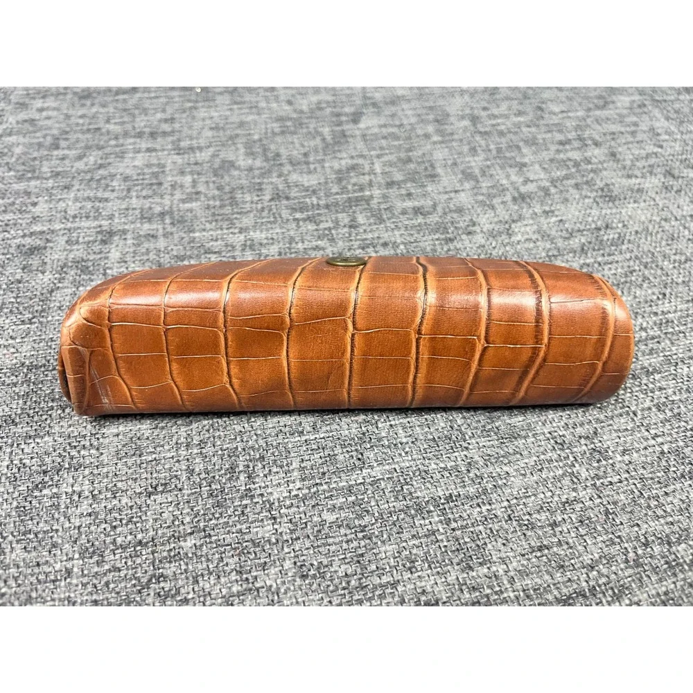 Tommy Bahama Brown Crocodile Embossed Sunglasses Case Snap Closure Tree Logo